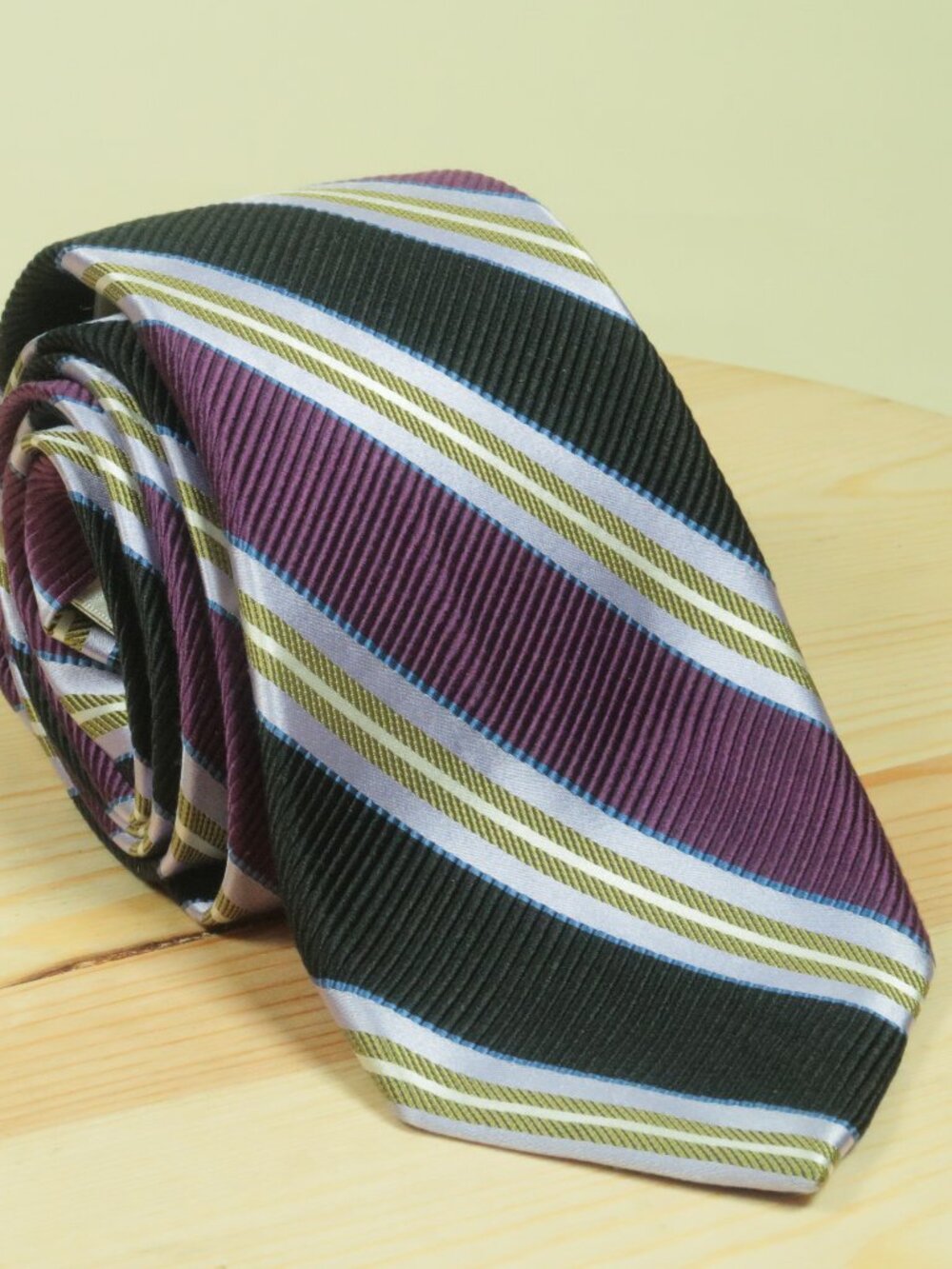 Peter Millar 7 Fold Repp Stripe Tie Mens Purple Black Olive Blue Silk Twill New